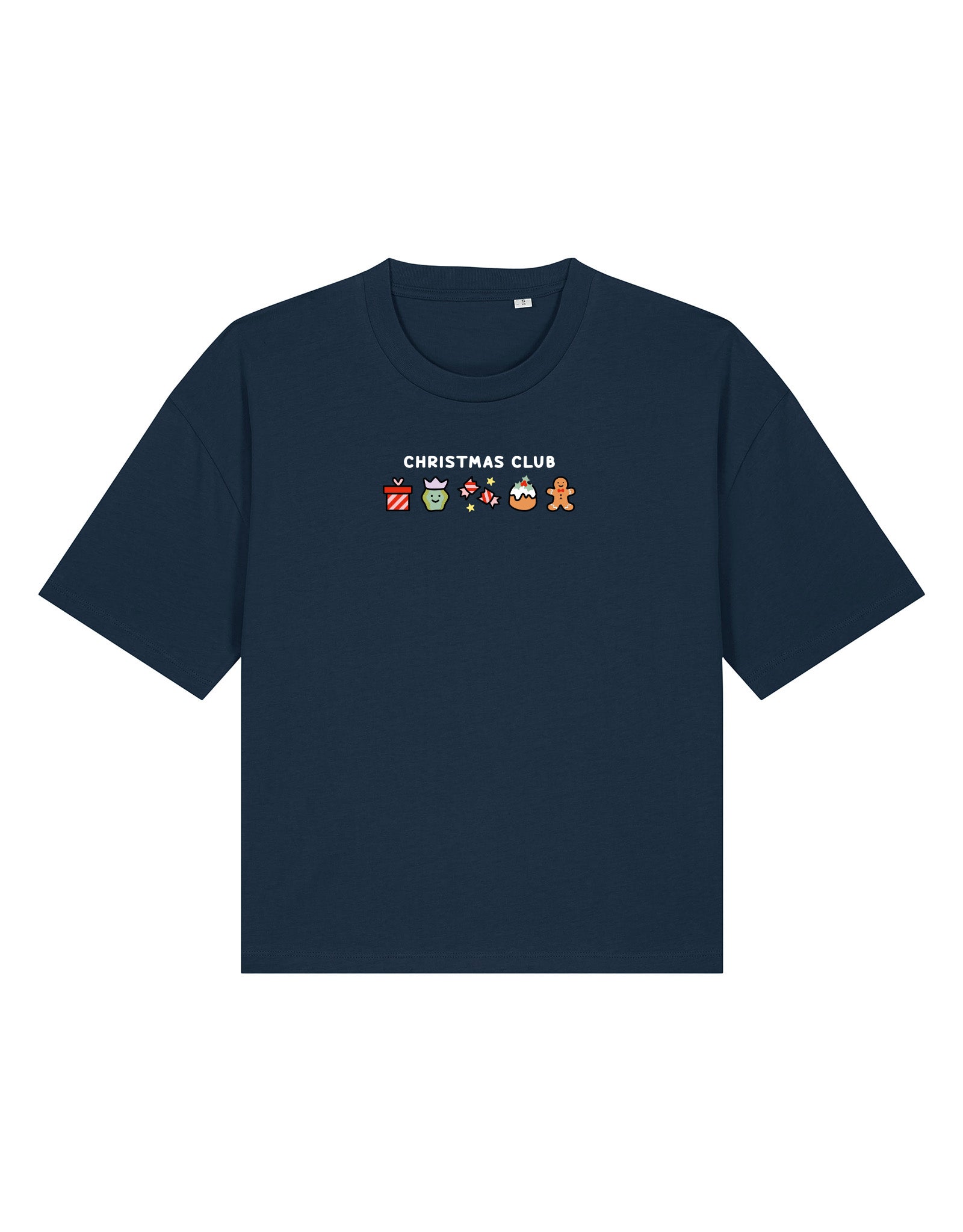 Christmas Club Embroidered Boxy Organic Cotton Tee