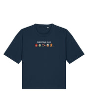 Christmas Club Embroidered Boxy Organic Cotton Tee