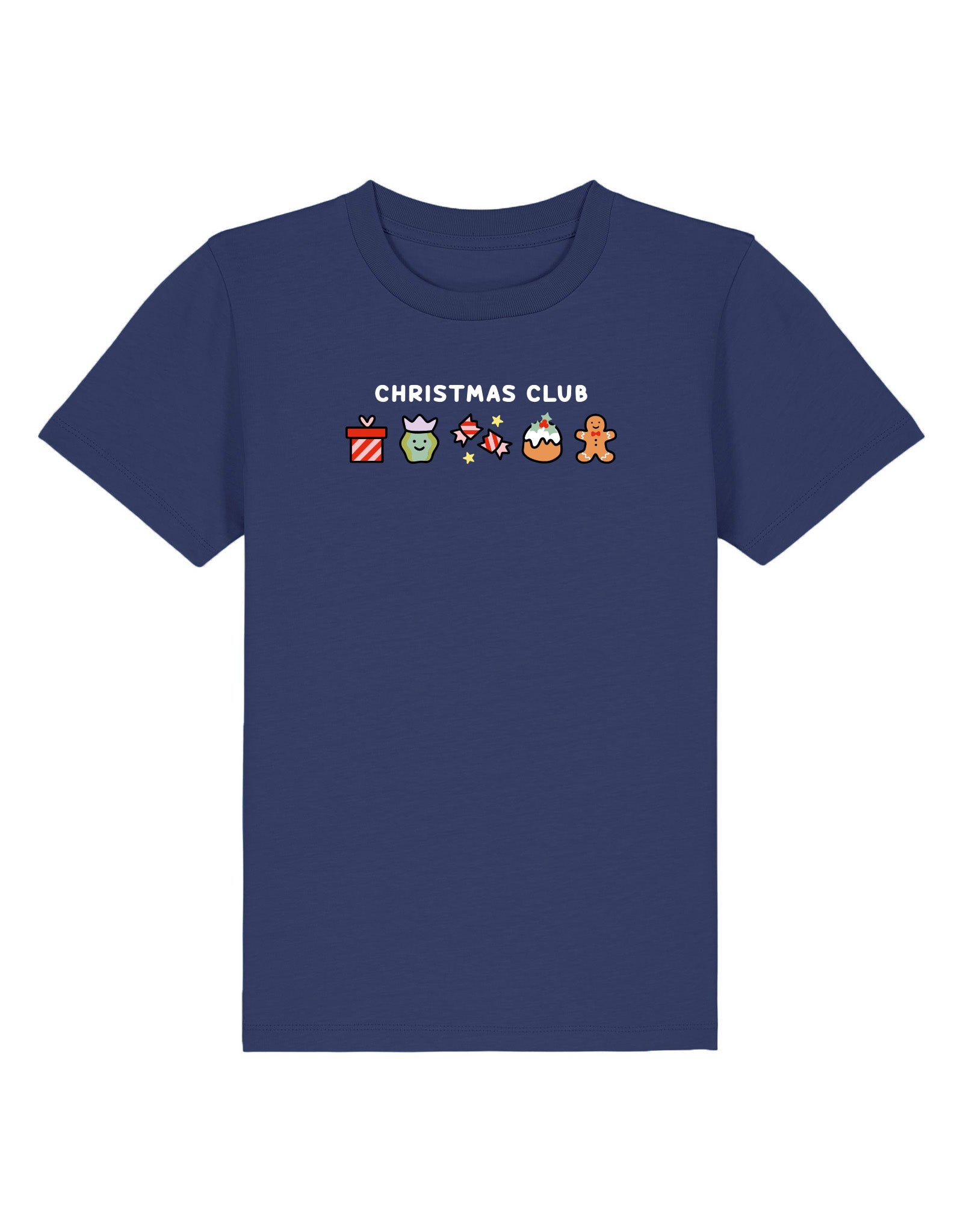 Christmas Club Embroidered Organic Cotton Childrens T-Shirt