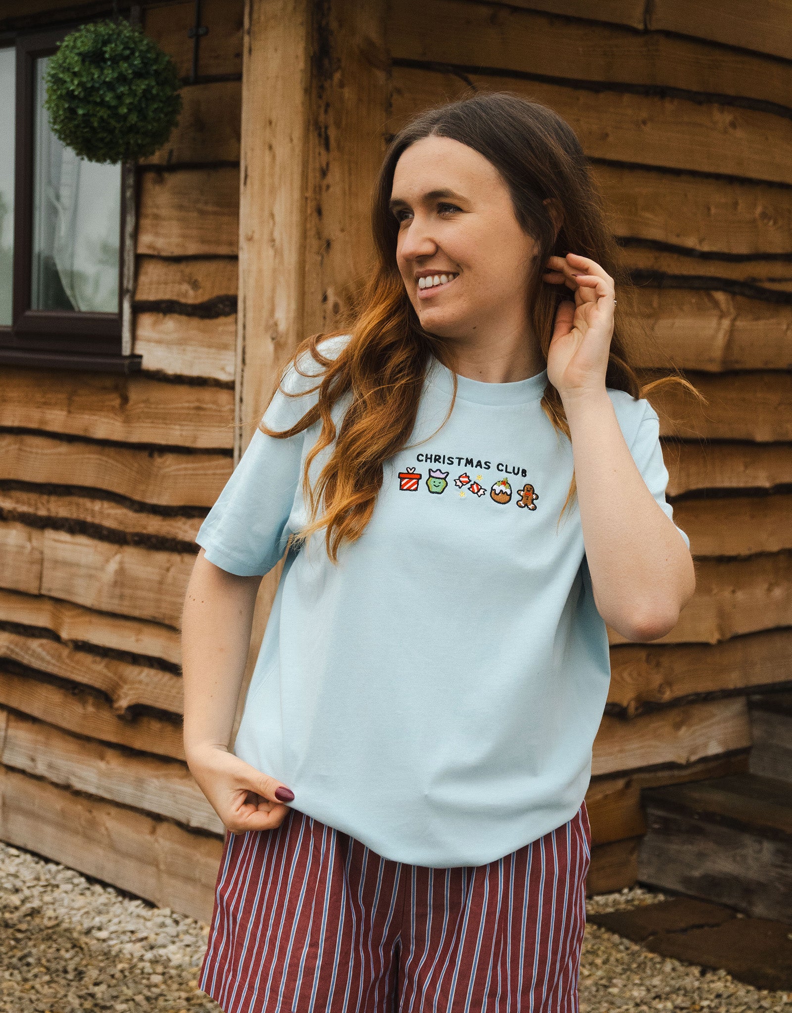 Christmas Club Embroidered Organic Cotton T-Shirt