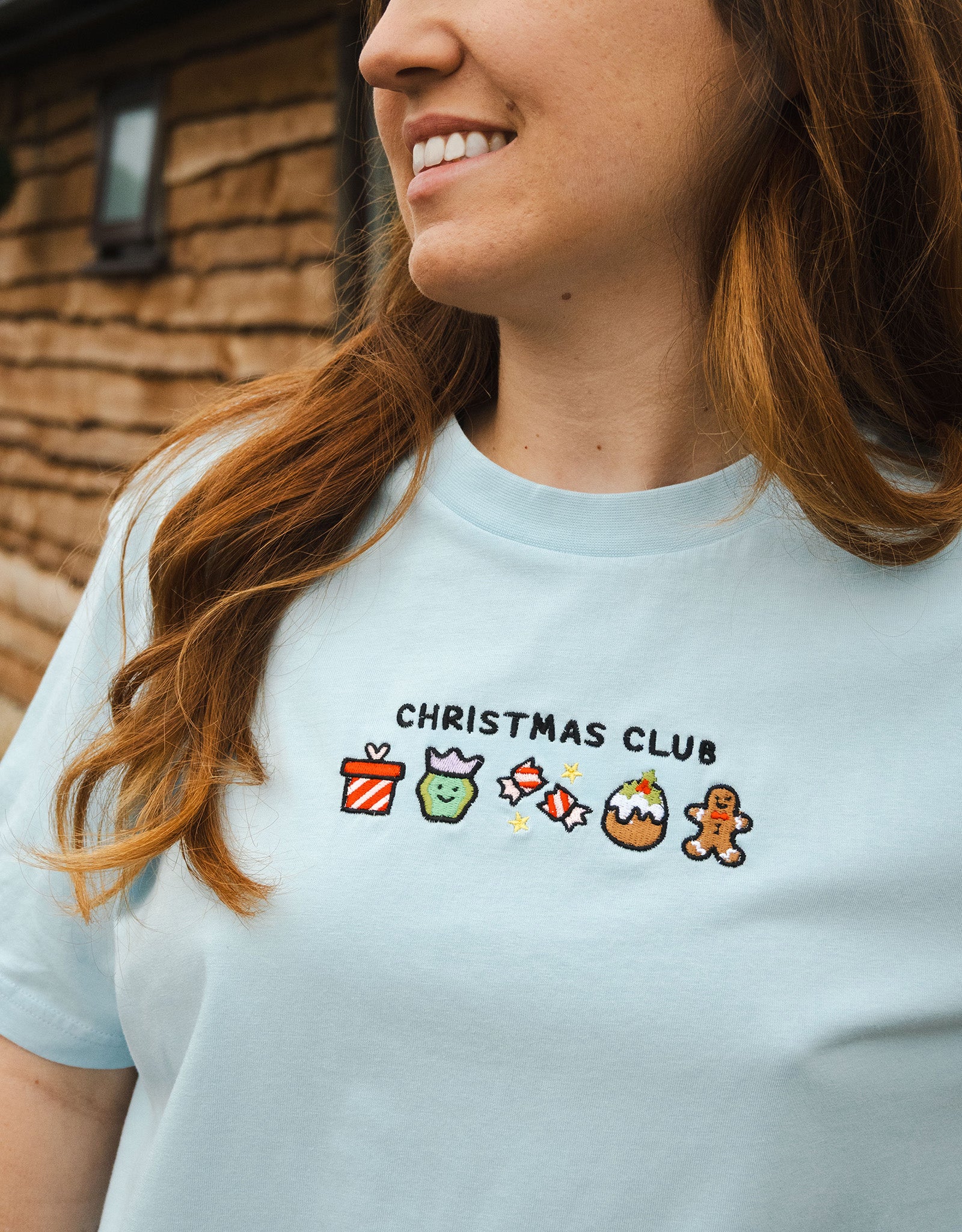 Christmas Club Embroidered Organic Cotton T-Shirt