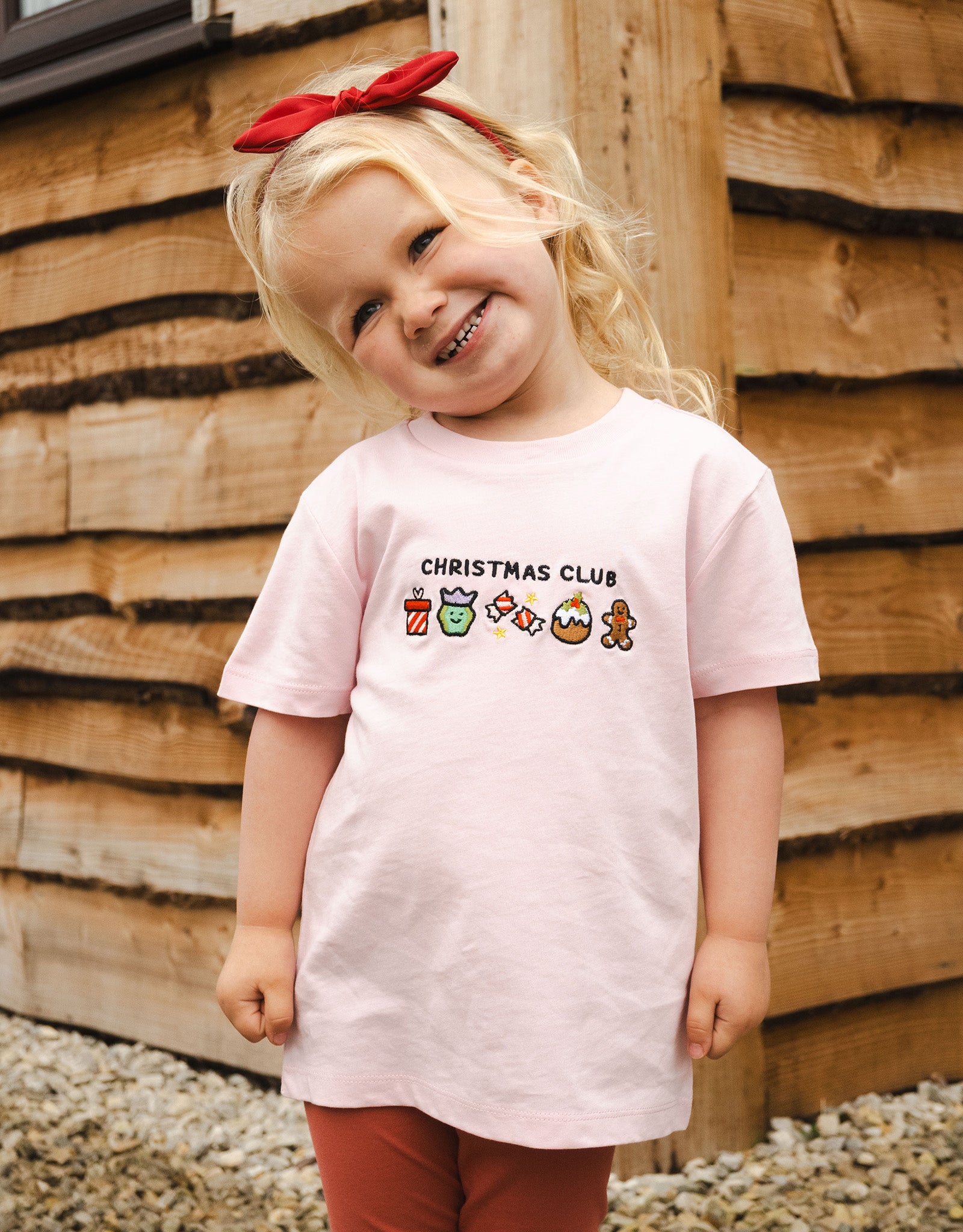 Christmas Club Embroidered Organic Cotton Childrens T-Shirt