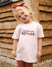 Christmas Club Embroidered Organic Cotton Childrens T-Shirt