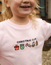 Christmas Club Embroidered Organic Cotton Childrens T-Shirt