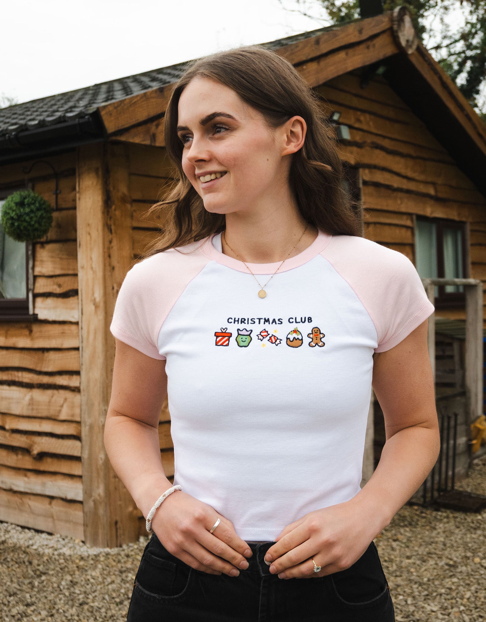 Christmas Club Embroidered Micro Rib Baby Tee