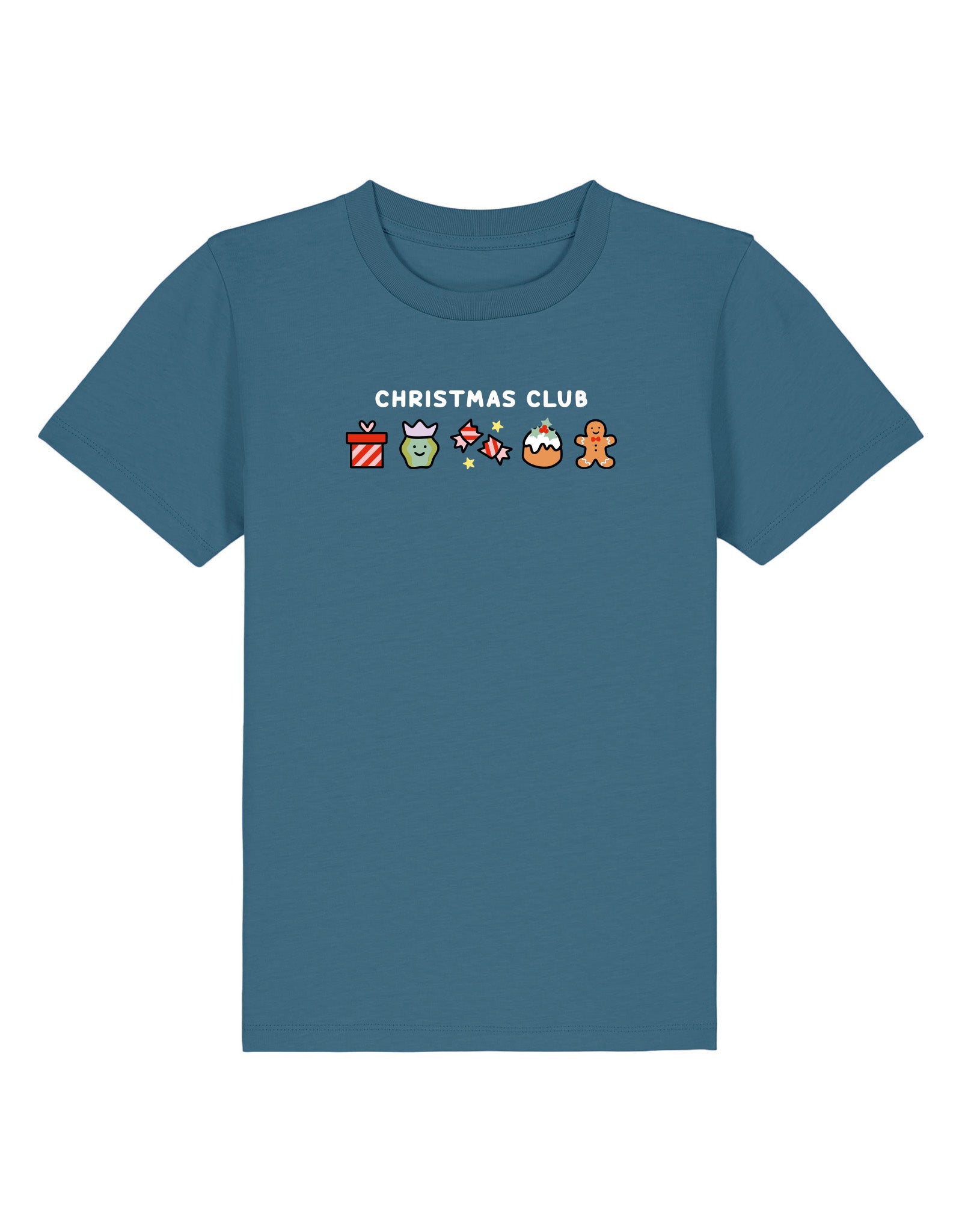 Christmas Club Embroidered Organic Cotton Childrens T-Shirt
