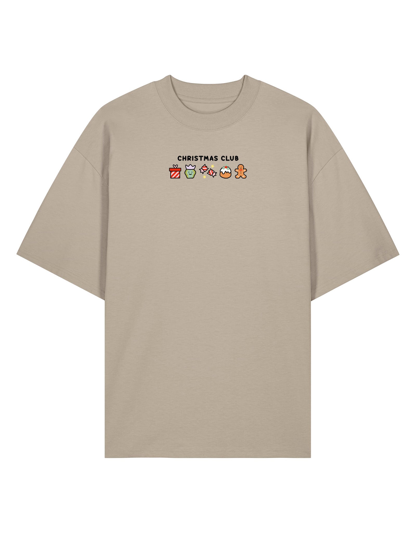 Christmas Club Embroidered Oversized Organic Cotton Tee