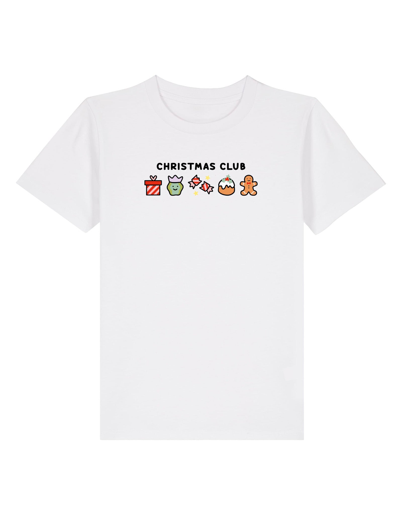 Christmas Club Embroidered Organic Cotton Childrens T-Shirt
