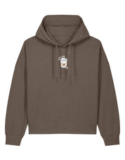 Coffee Lover Embroidered Boxy Organic Cotton Hoodie