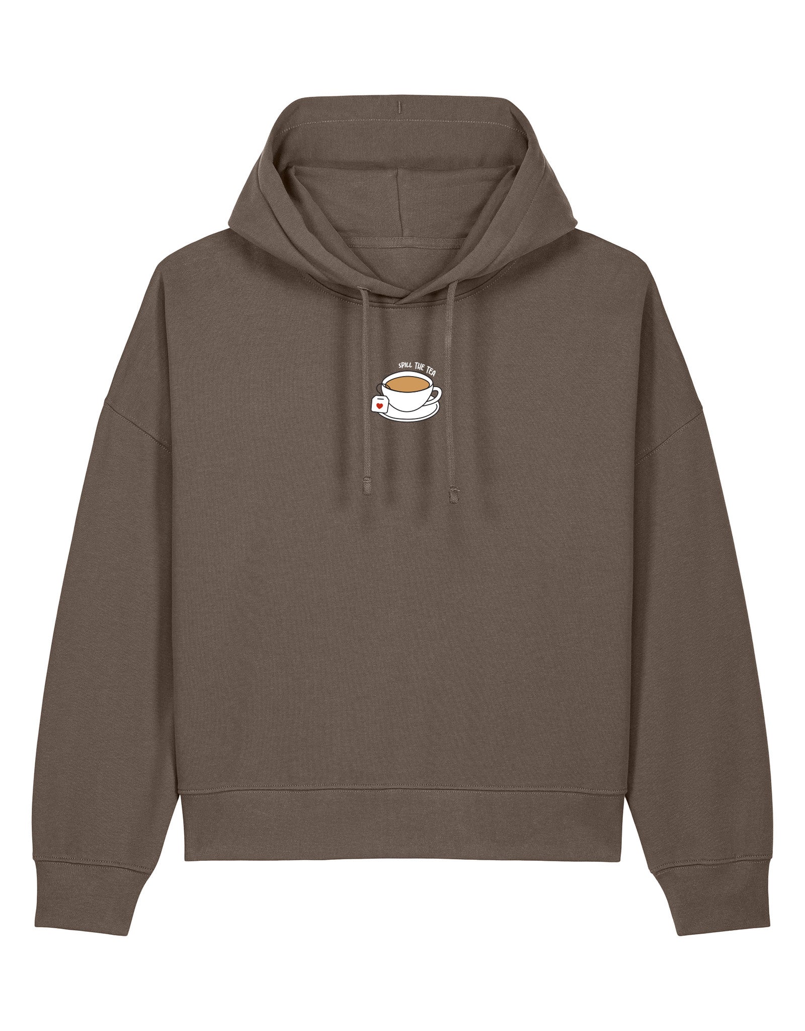 Spill The Tea Embroidered Boxy Organic Cotton Hoodie
