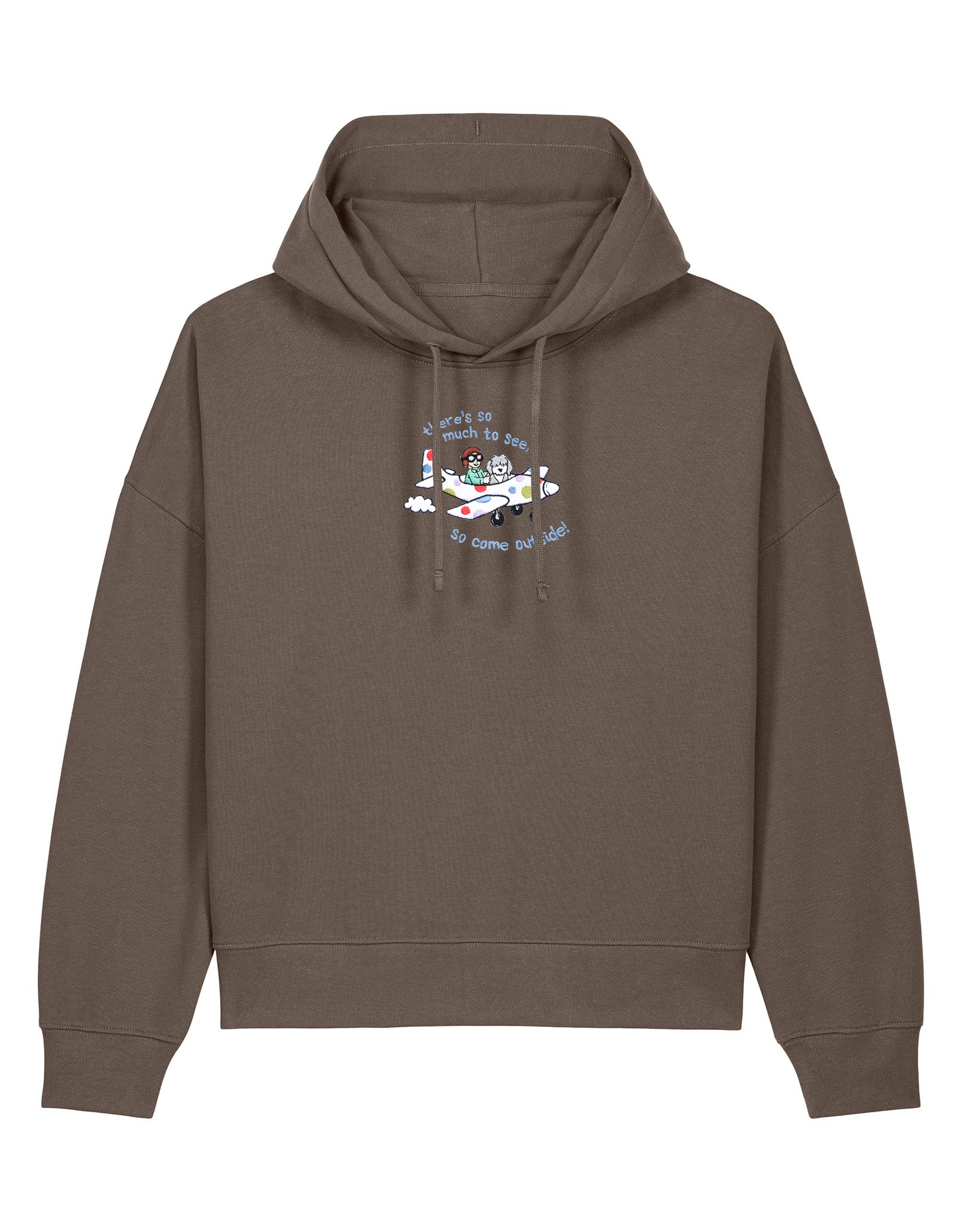 Come Outside Embroidered Boxy Organic Cotton Hoodie