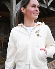 Coffee Lover Embroidered Boxy Organic Cotton Zip Hoodie