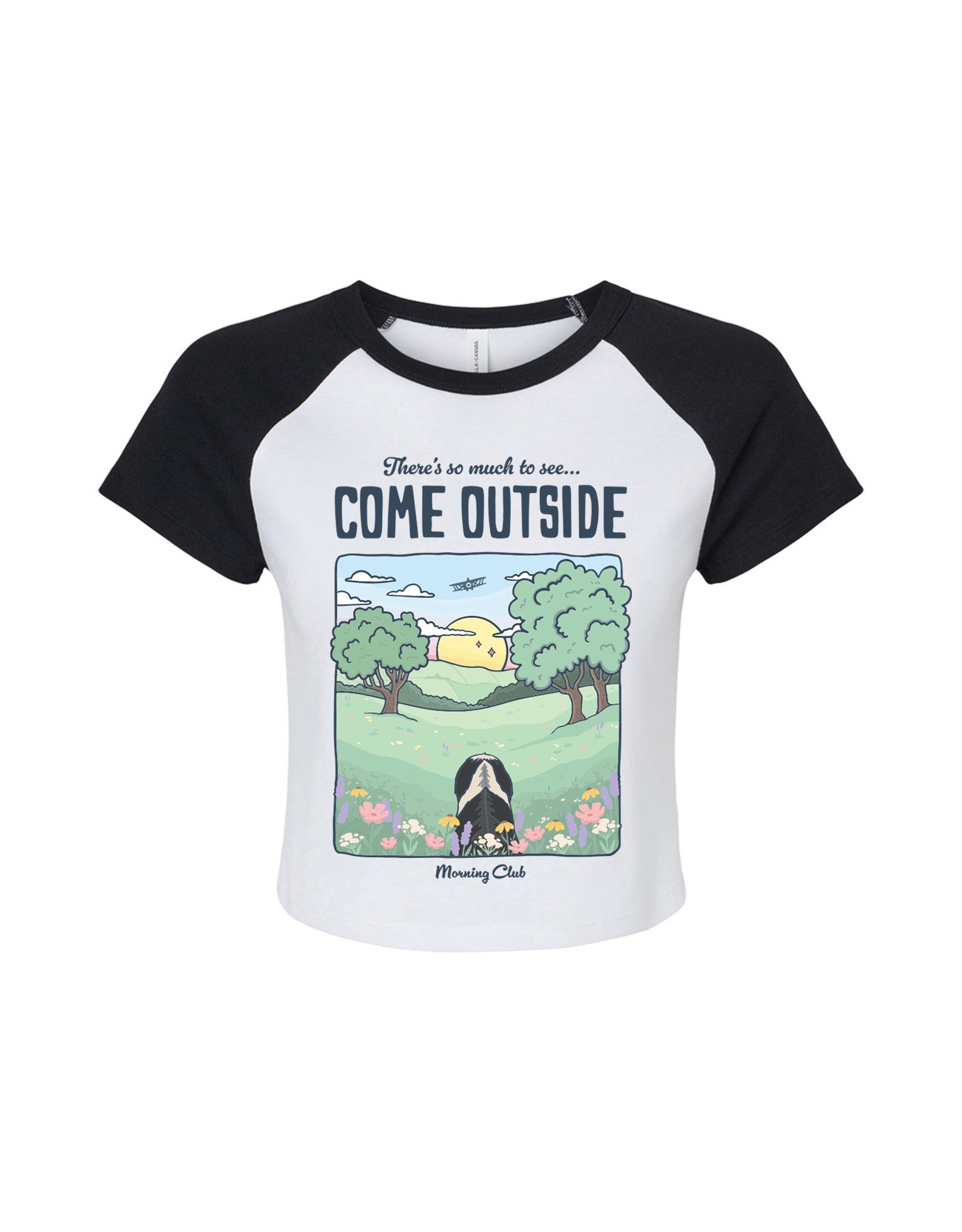 Come Outside Printed Micro Rib Raglan Baby Tee