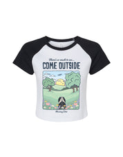 Come Outside Printed Micro Rib Raglan Baby Tee