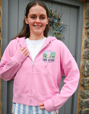 Come Outside Printed Boxy Organic Cotton Zip Hoodie