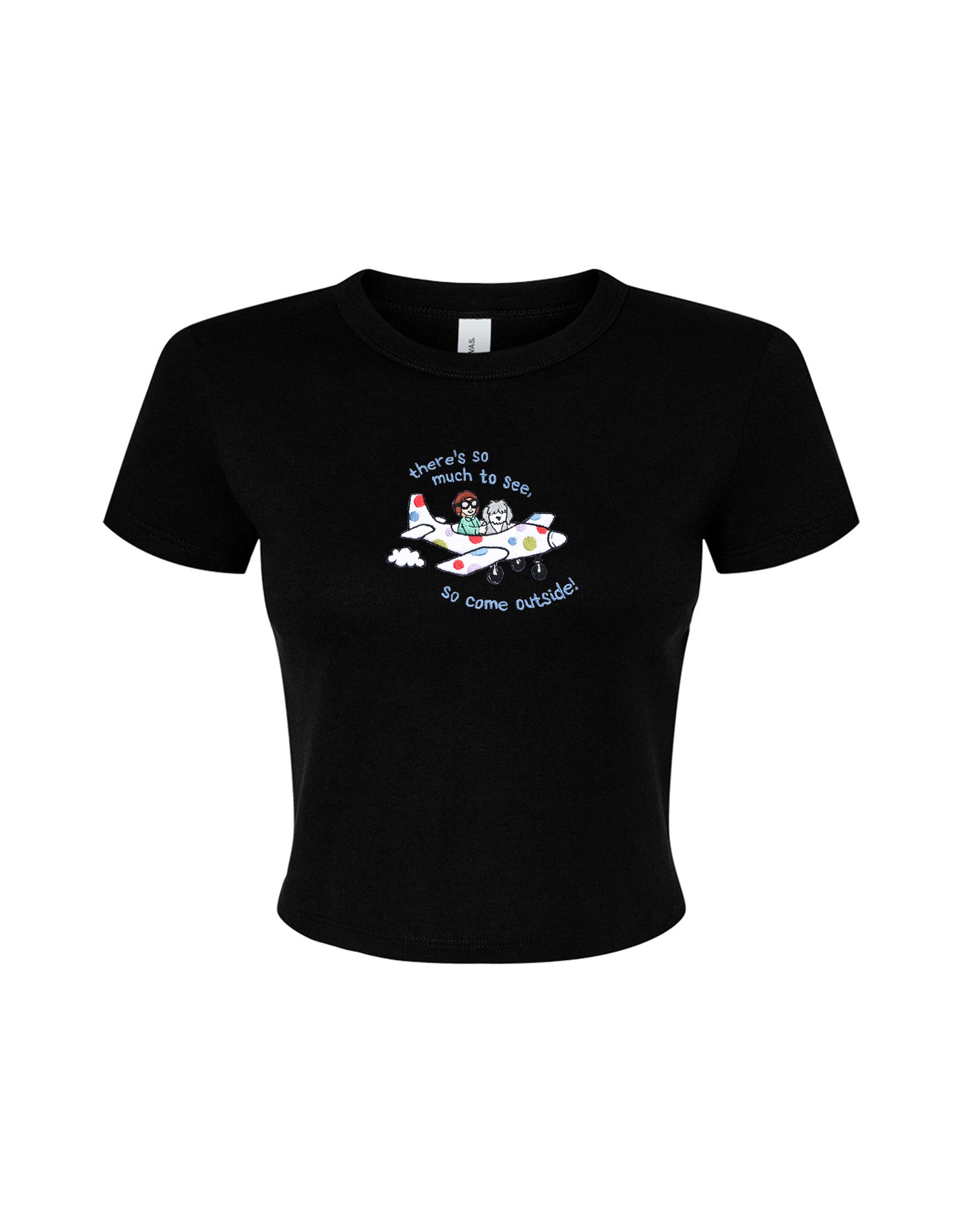 Come Outside Embroidered Micro Rib Baby Tee