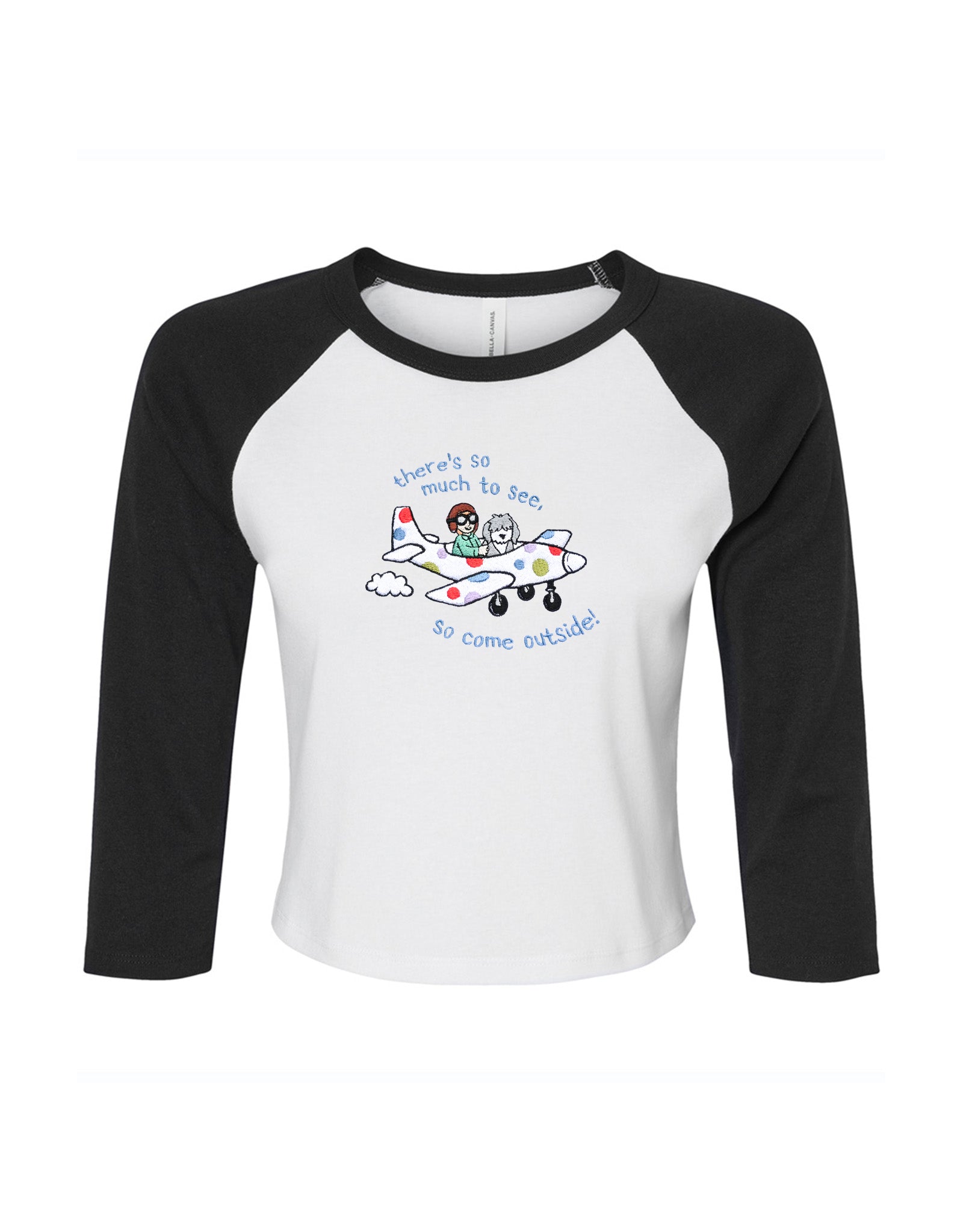 Come Outside Embroidered Micro Rib 3/4 Sleeve Tee