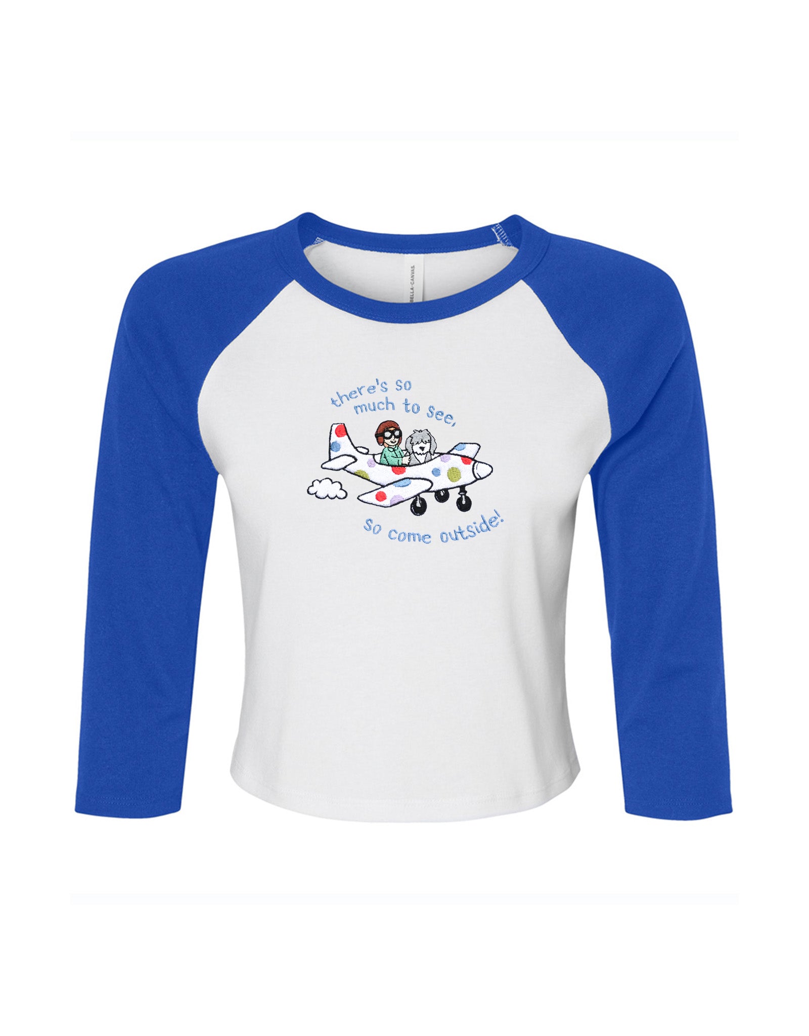 Come Outside Embroidered Micro Rib 3/4 Sleeve Tee