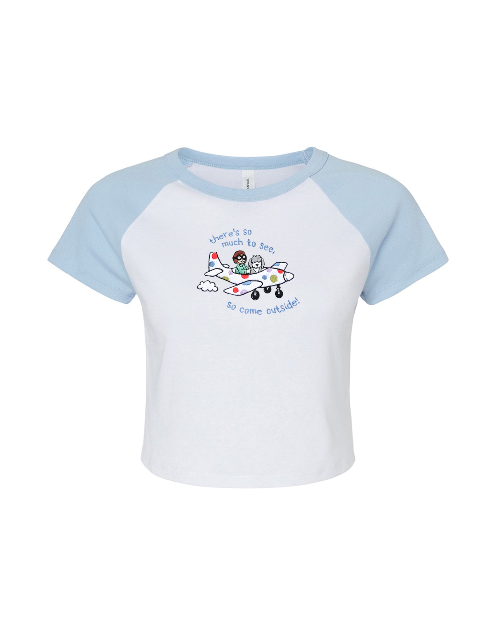 Come Outside Embroidered Micro Rib Raglan Baby Tee