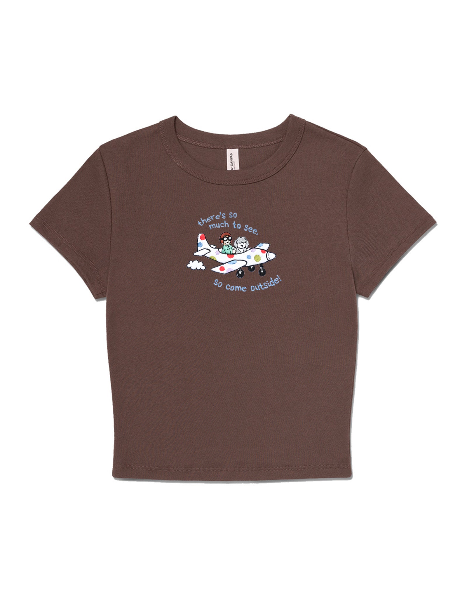 Come Outside Embroidered Micro Rib Baby Tee