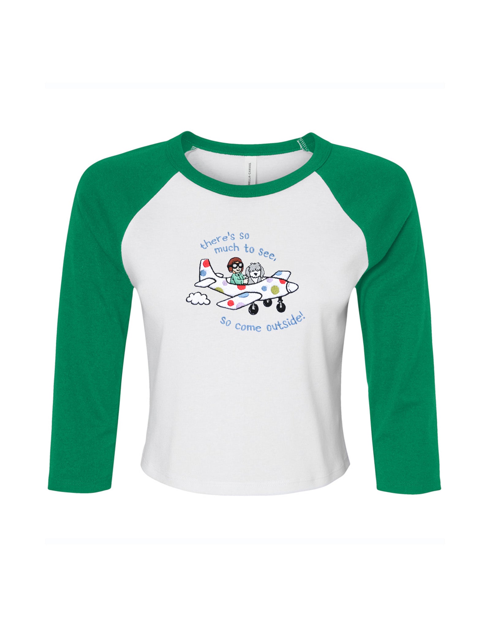Come Outside Embroidered Micro Rib 3/4 Sleeve Tee