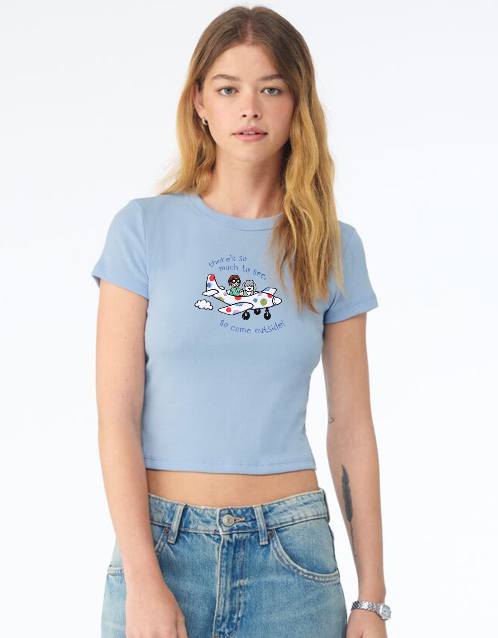 Come Outside Embroidered Micro Rib Baby Tee