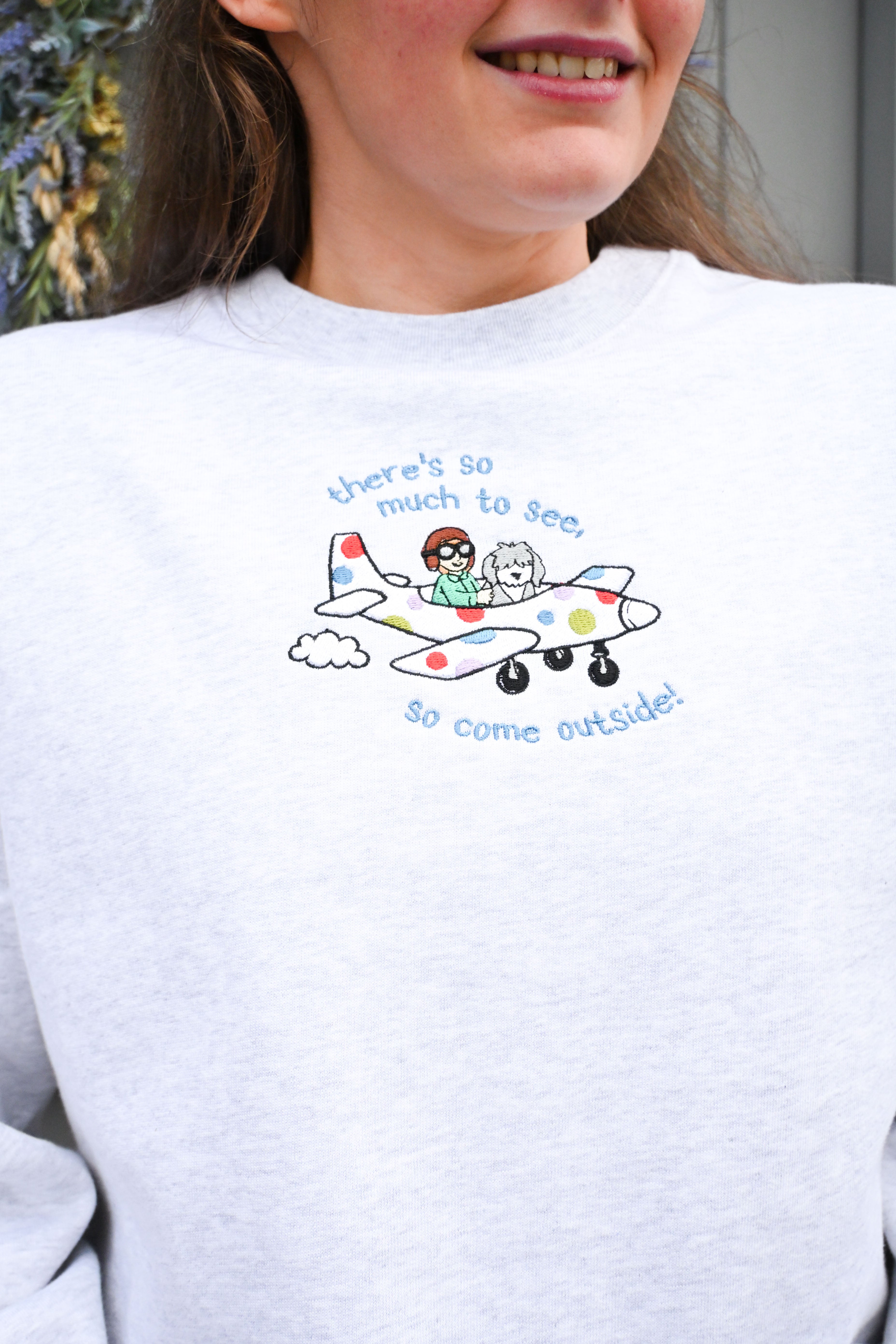 Come Outside Embroidered Organic Cotton Sweatshirt