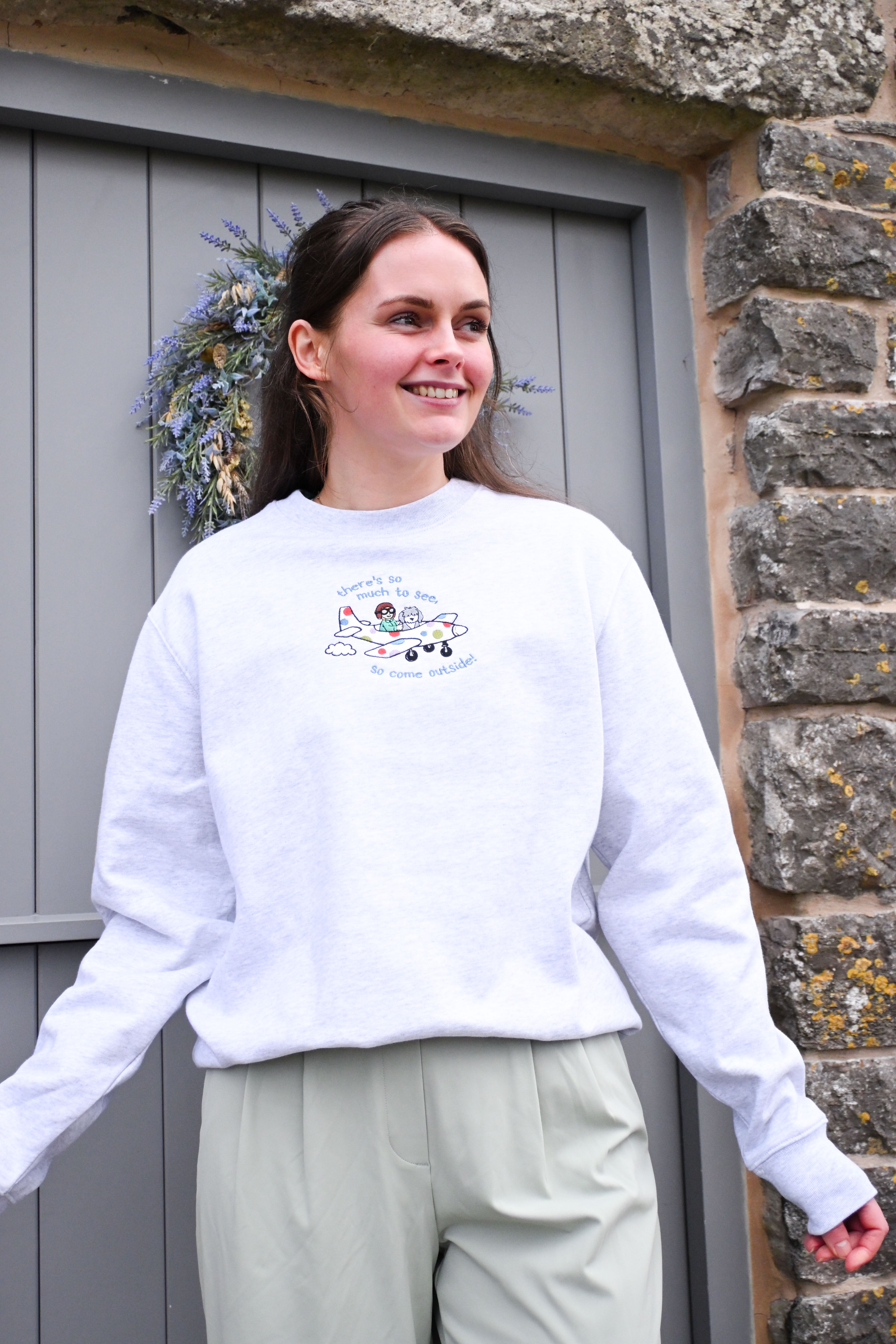 Come Outside Embroidered Organic Cotton Sweatshirt