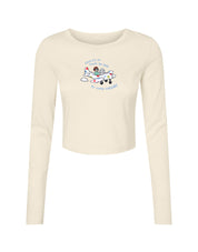 Come Outside Embroidered Micro Rib Long Sleeved Tee