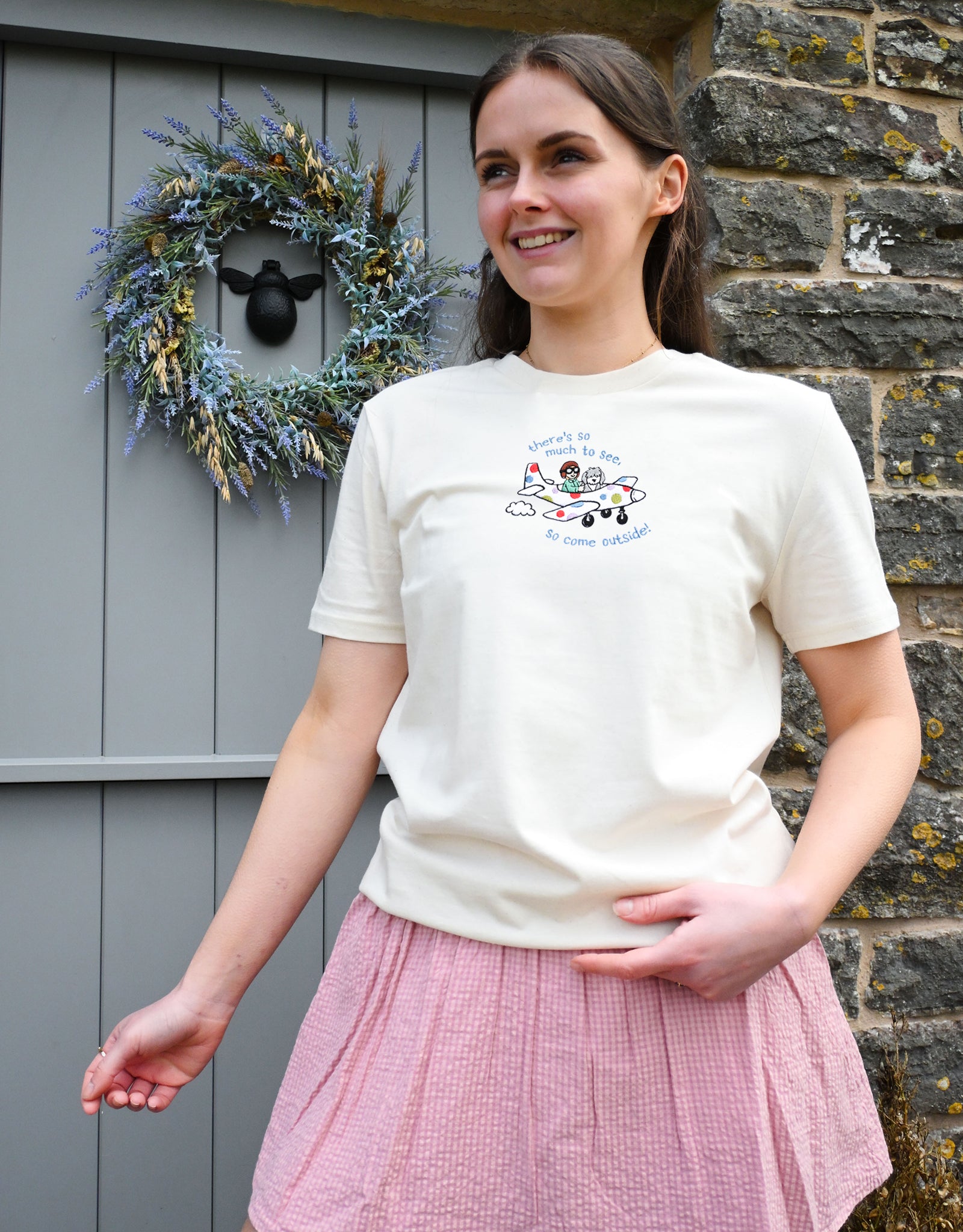 Come Outside Embroidered Organic Cotton T-Shirt