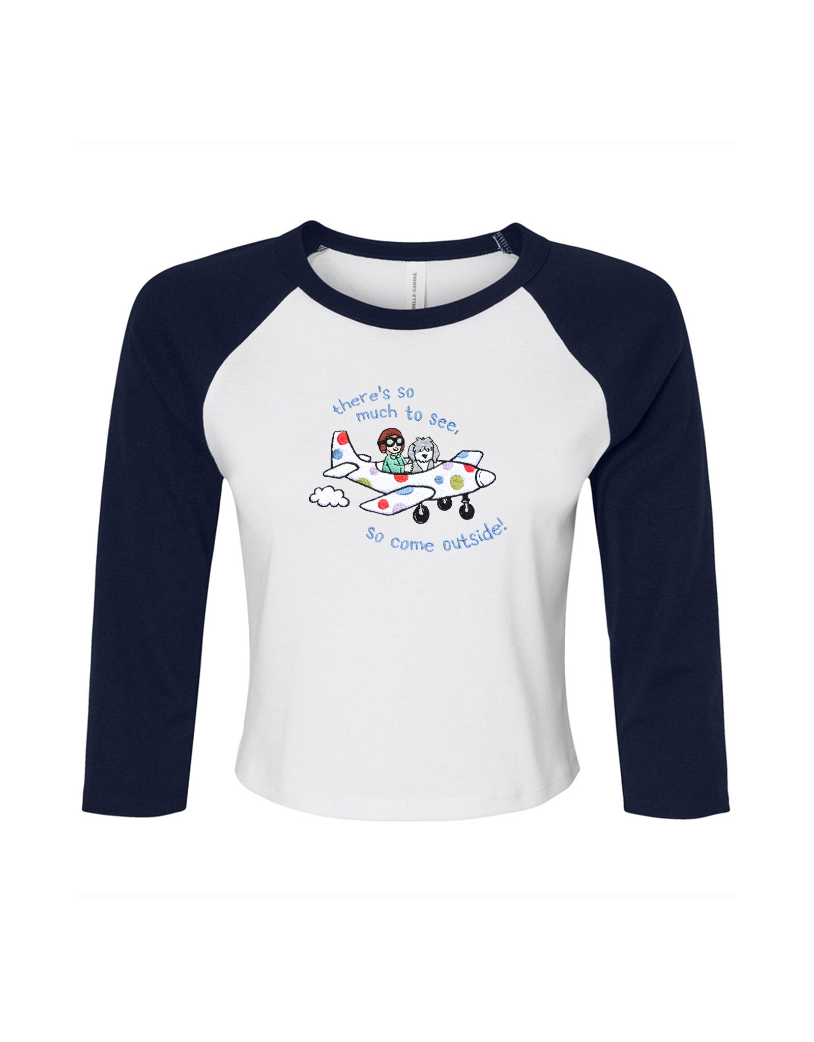 Come Outside Embroidered Micro Rib 3/4 Sleeve Tee