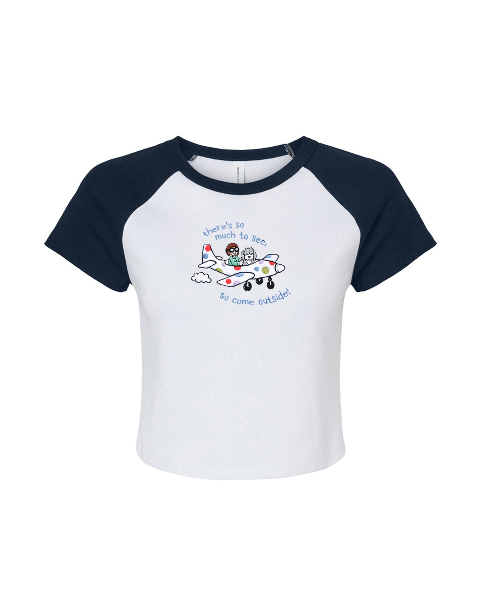 Come Outside Embroidered Micro Rib Raglan Baby Tee