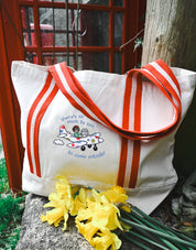 Come Outside Embroidered Boat Bag