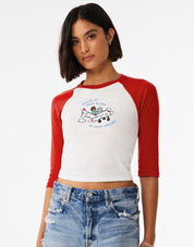 Come Outside Embroidered Micro Rib 3/4 Sleeve Tee