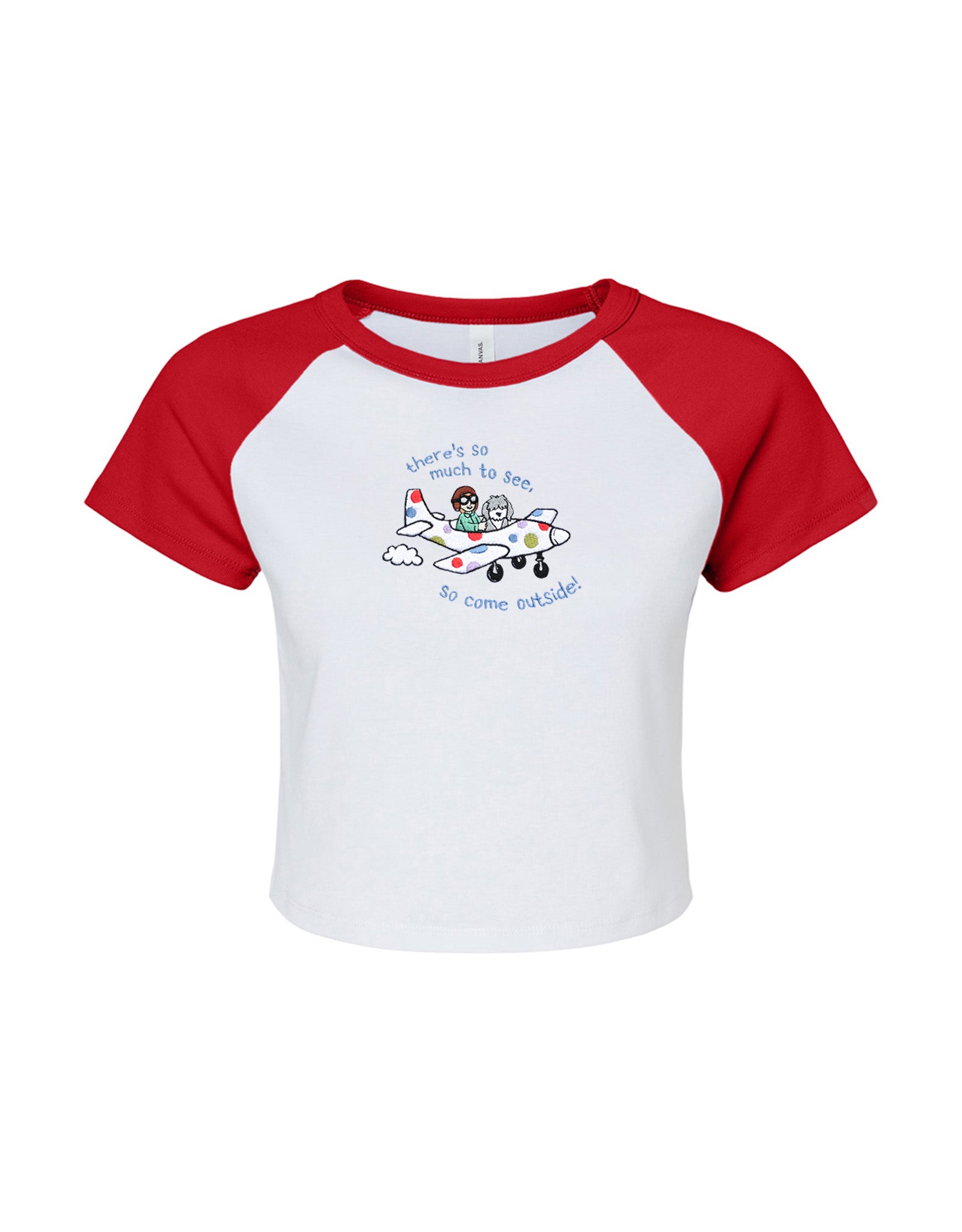 Come Outside Embroidered Micro Rib Raglan Baby Tee