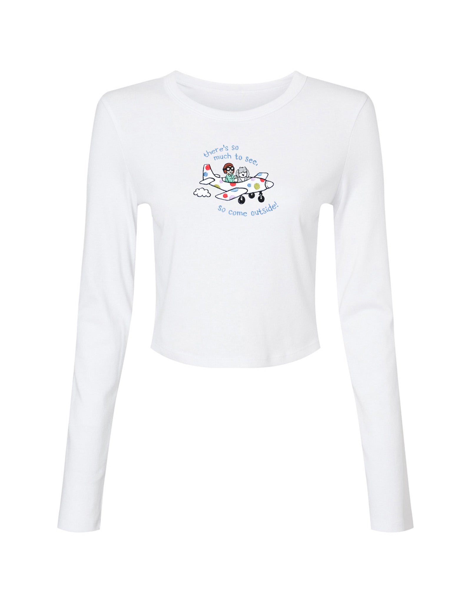 Come Outside Embroidered Micro Rib Long Sleeved Tee