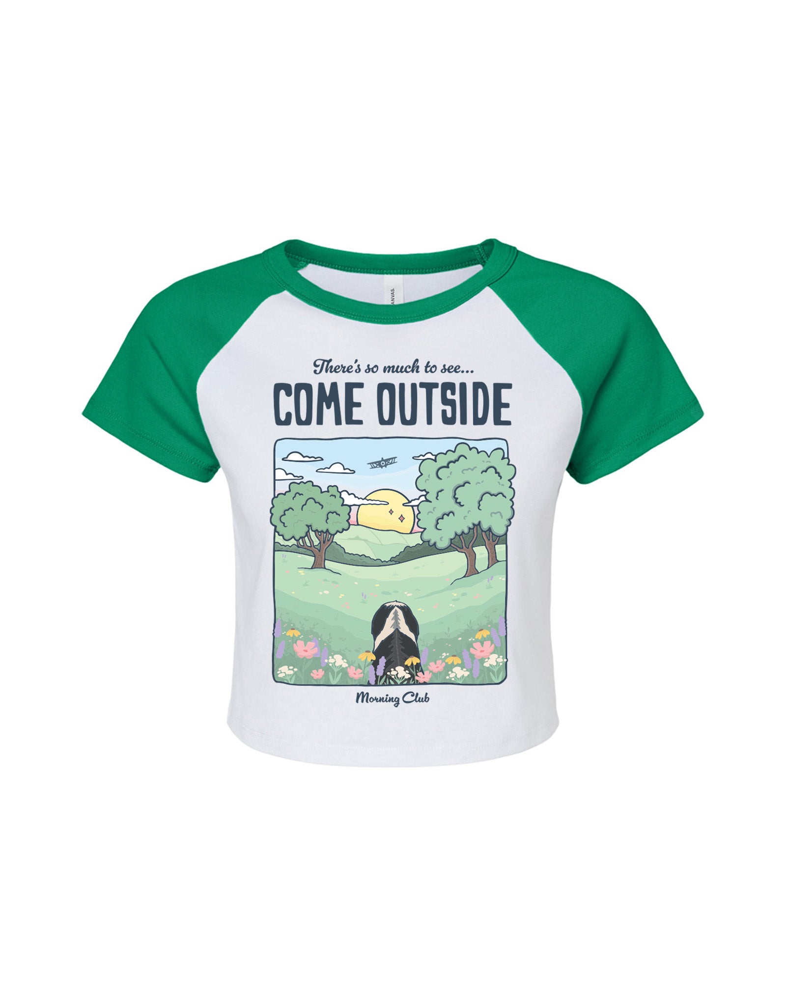 Come Outside Printed Micro Rib Raglan Baby Tee