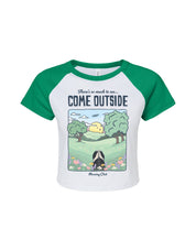 Come Outside Printed Micro Rib Raglan Baby Tee