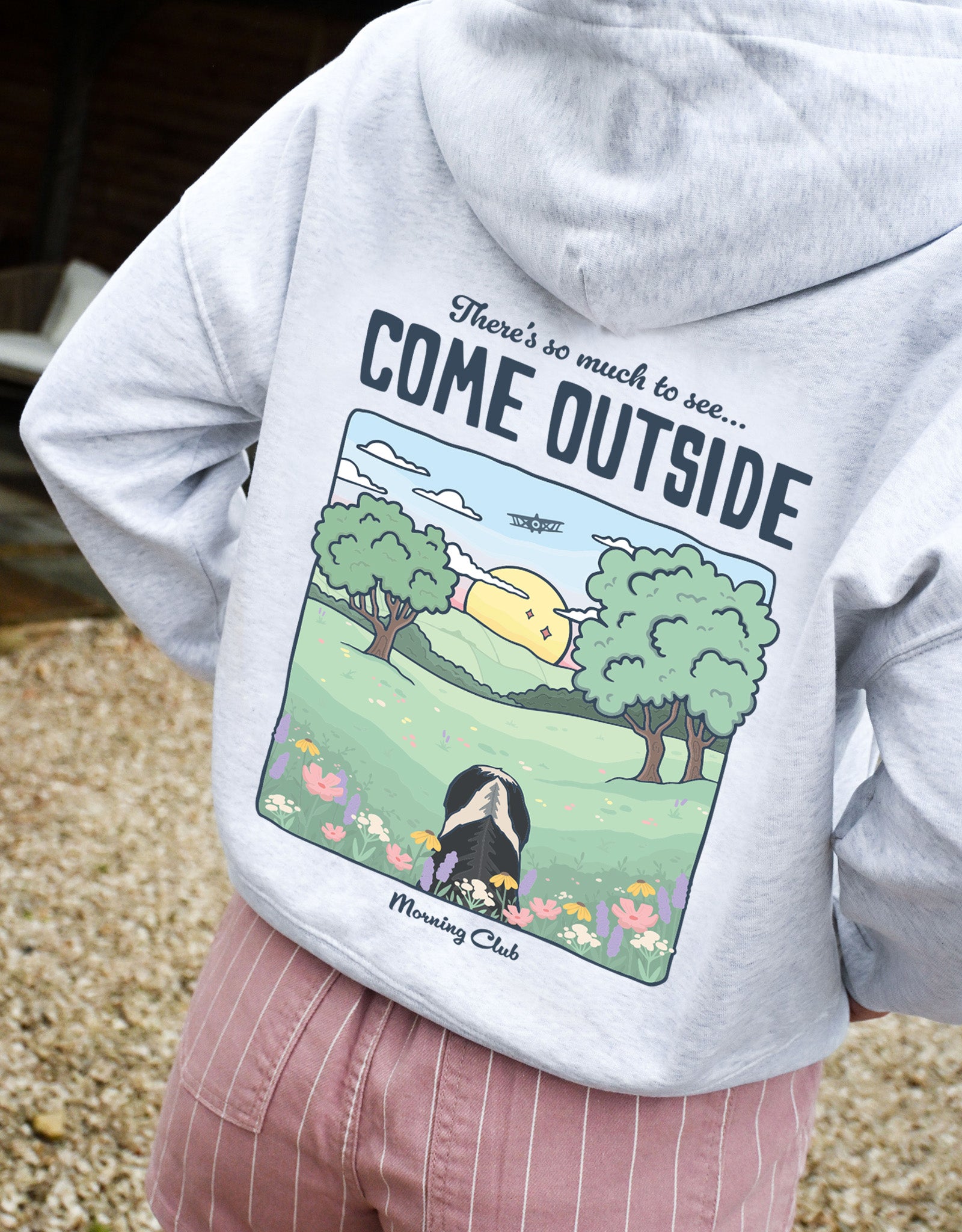 Come Outside Printed Boxy Organic Cotton Zip Hoodie