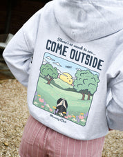 Come Outside Printed Boxy Organic Cotton Zip Hoodie