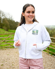 Come Outside Printed Boxy Organic Cotton Zip Hoodie