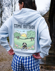 Come Outside Printed Boxy Organic Cotton Zip Hoodie