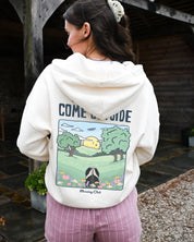 Come Outside Printed Boxy Organic Cotton Zip Hoodie