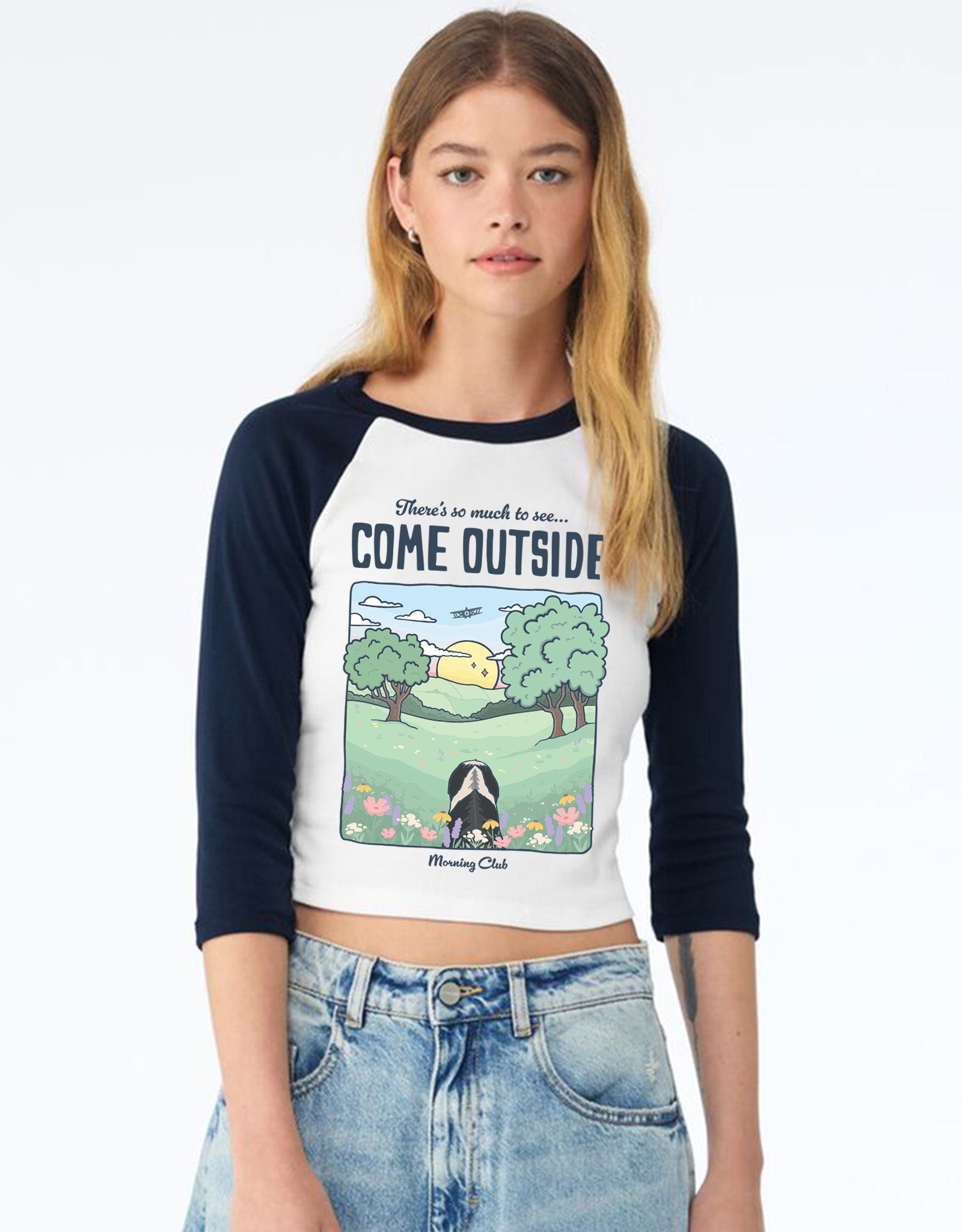 Come Outside Printed Micro Rib 3/4 Sleeve Tee
