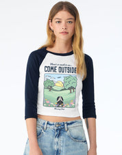Come Outside Printed Micro Rib 3/4 Sleeve Tee
