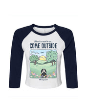 Come Outside Printed Micro Rib 3/4 Sleeve Tee