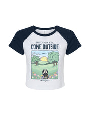 Come Outside Printed Micro Rib Raglan Baby Tee