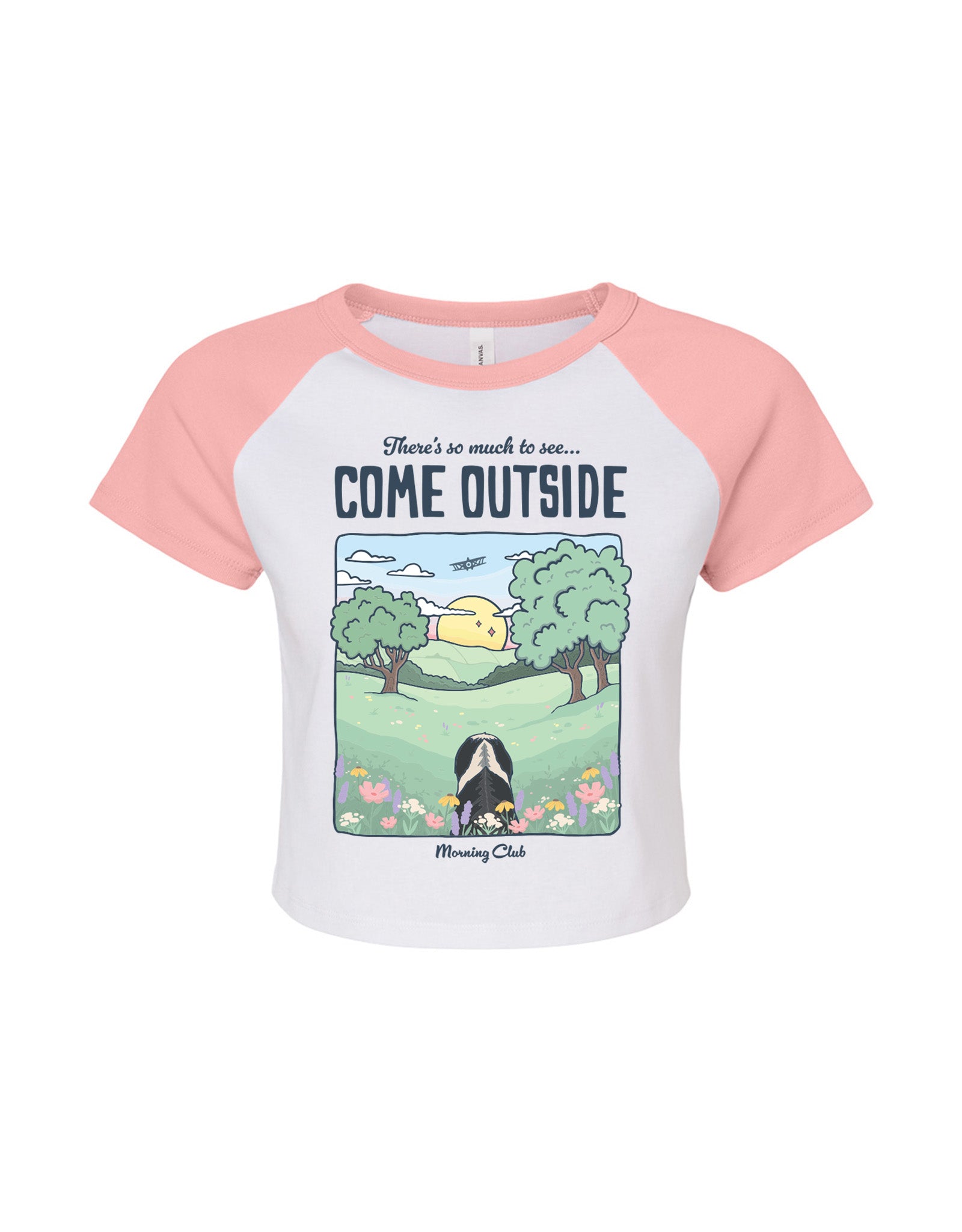Come Outside Printed Micro Rib Raglan Baby Tee