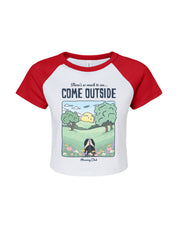 Come Outside Printed Micro Rib Raglan Baby Tee