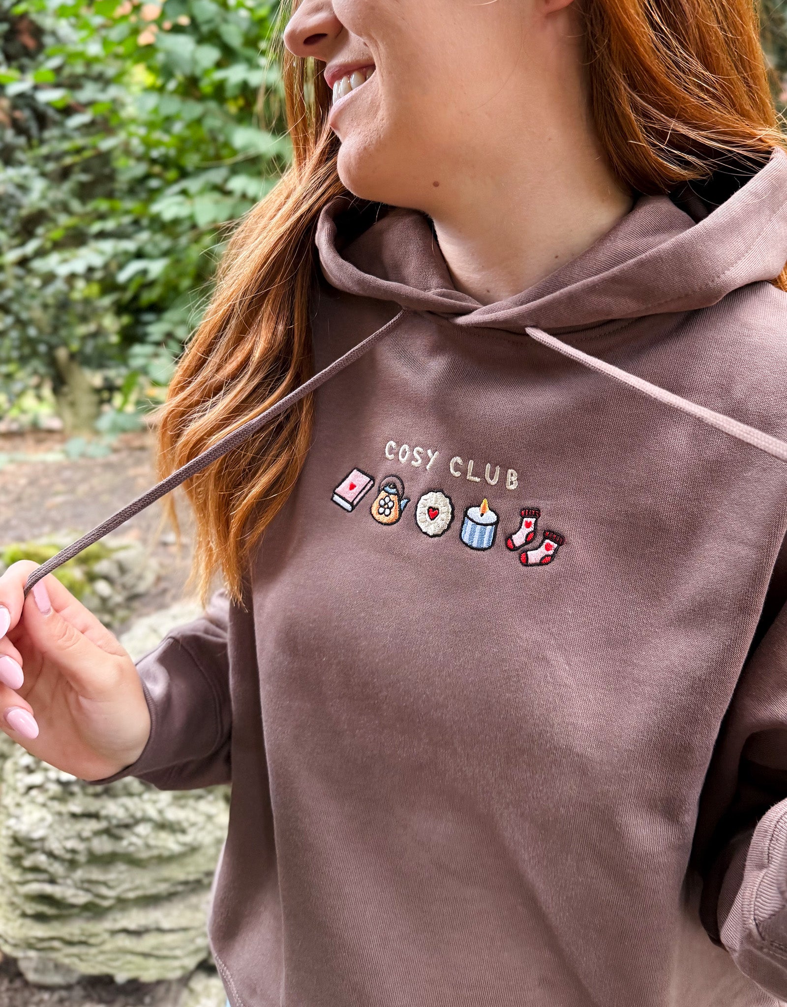 Cosy Club Embroidered Boxy Organic Cotton Hoodie